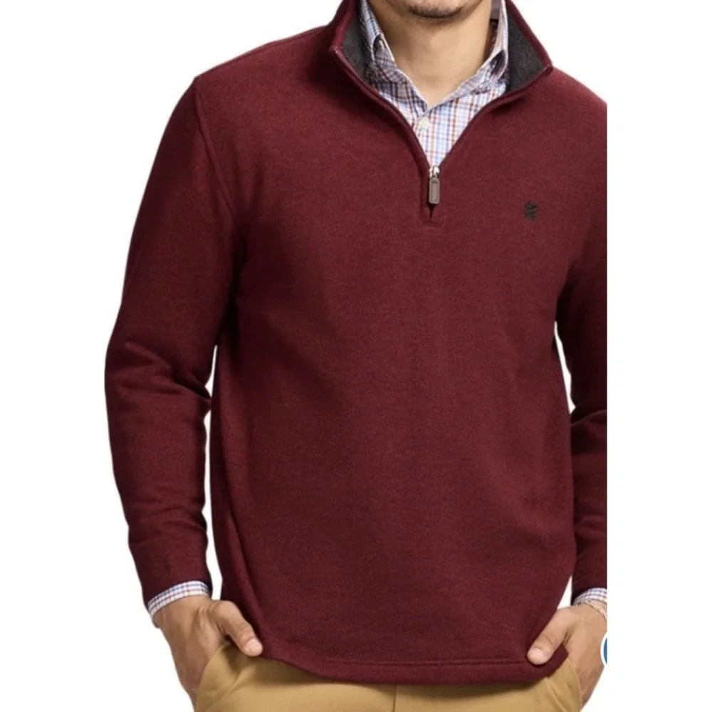 New $70 IZOD Thermosoft Fleece 1/4 Zip Velvet Maroon Men's Sweater 3XLT TALL